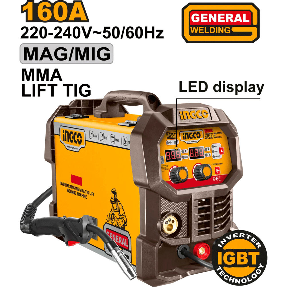 INGCO ING-MGT16058 Inverter MAG/MIG/MMA/TIG Lift welding machine INGCO ING-MGT16058 Inverter MAG/MIG/MMA/TIG Lift welding machine